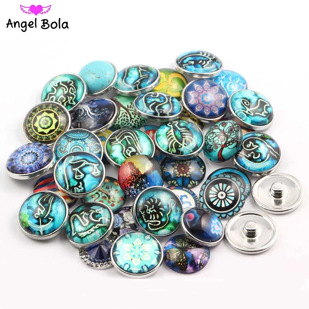 Wholesale 50/100pcs Lot Bulk Lot Mix Styles Ginger Fashion 18mm Glass Crystal Diy Snaps Button Snap Jewelry Brand New