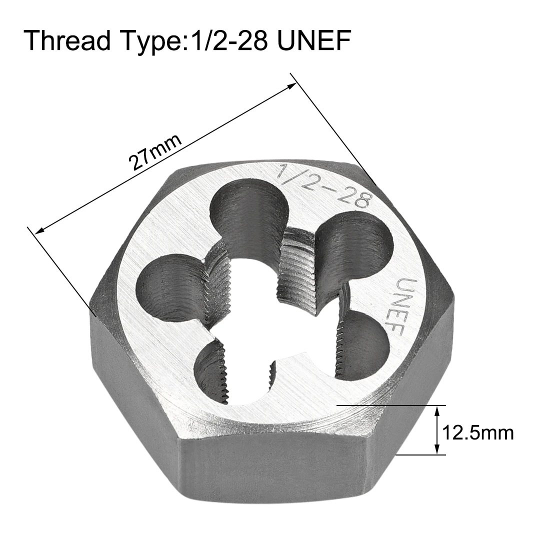 uxcell 1/2-28 UNEF Hex Rethreading Dies, Carbon Steel Hexagon Taper Pipe Die, Accuracy Grade: 2A