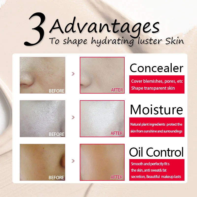 New Long Lasting Moisturizing Oil Control Face Liquid Foundation Whitening Skin-Friendly Matte Concealer Liquid TSLM1