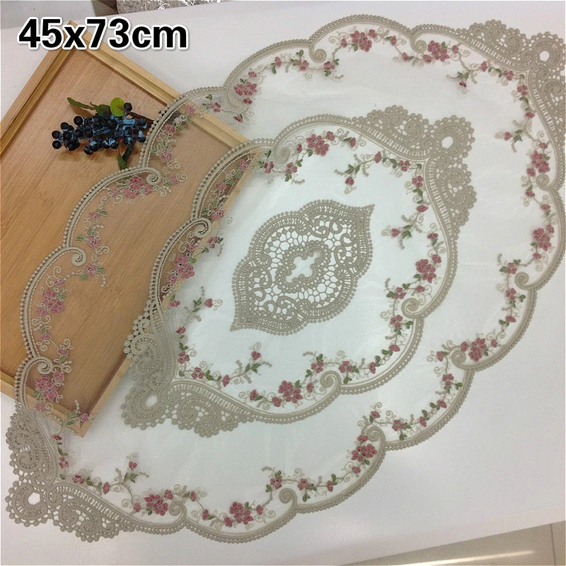 

European Lace Embroidery Hollow Oval Luxury Tablecloth Living Room Coffee Table Sofa Armrest Cover Cloth Banquet Party Tapete