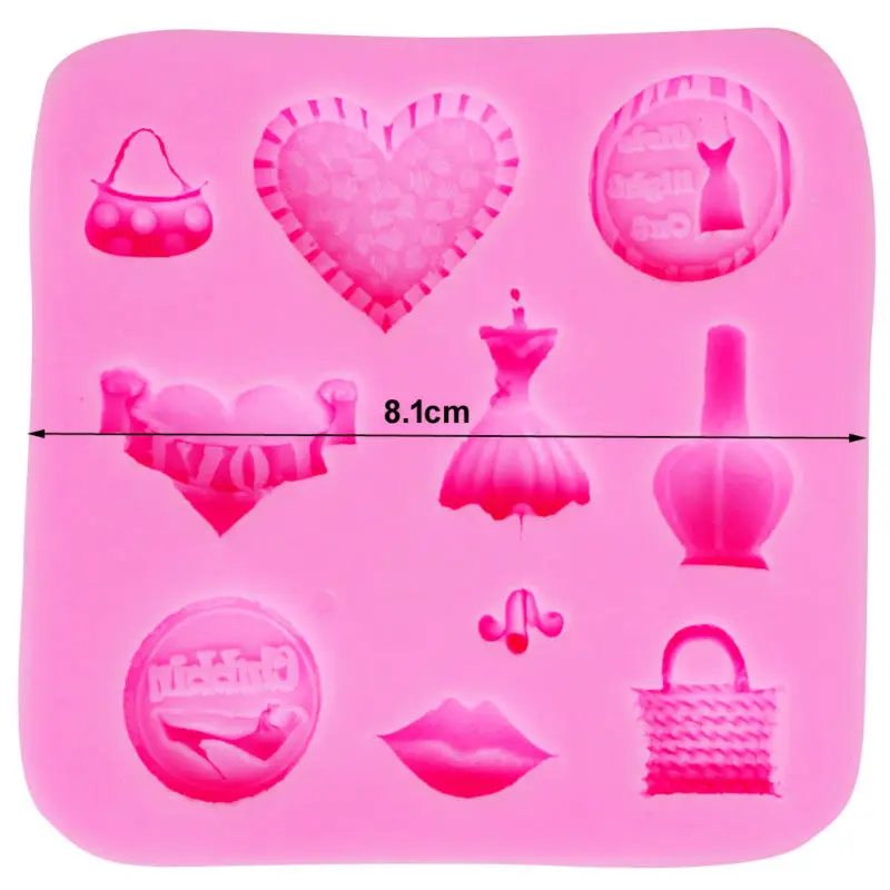 Kaymiklee M271 Mini Bag Dress Lips Shape Silicone Mold Bakeware Cake Cookie Gumpaste Surgarcraft Resin Moulds