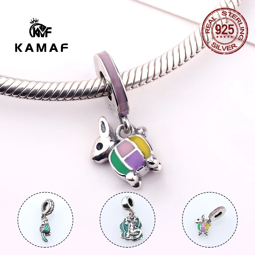 

New enamel craft 925 silver rabbit parrot green pendant used for bracelet necklace jewelry accessories wholesale direct sales