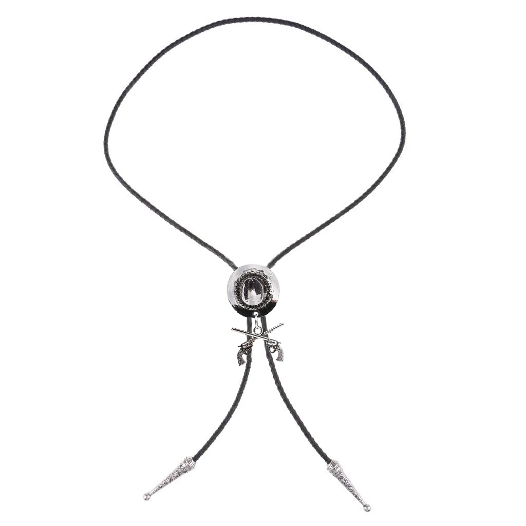Western Cowboy Double Gun Hat Bolo Tie Riding Fashion Accessories Metal Bolo Tie