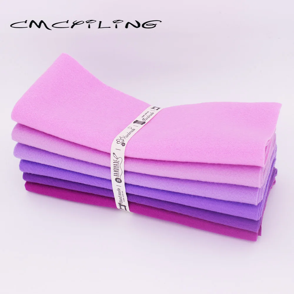 CMCYILING Sewing Felt Fabric For Needlework DIY Dolls Crafts Toys,Soft Purple Non-Wove , Polyester Cloth 6Pcs/Lot 25cmx28cm