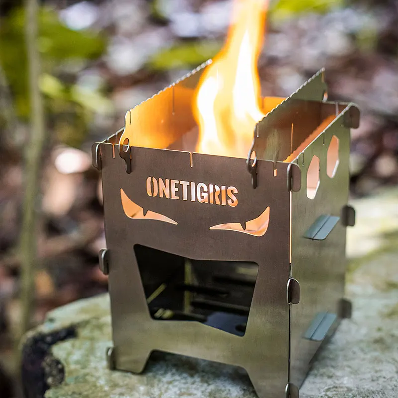 OneTigris Wood Burning Stove ROCUBOID Splicing Firewood Stove EVIL EYES Version Portable Camping Furnace Picnic Survival Cooking