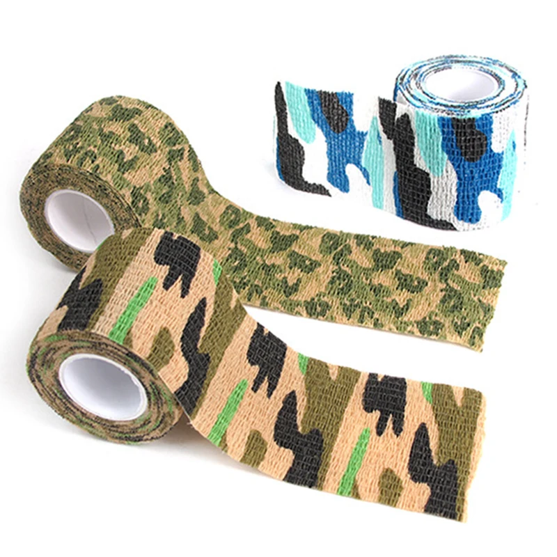 5cm*4.5m Tactical Camo Tape Hunt Disguise Elastoplast Camouflage Elastic Wrap Tape Self-Adhesive Ankle Knee Finger Arm Bandage