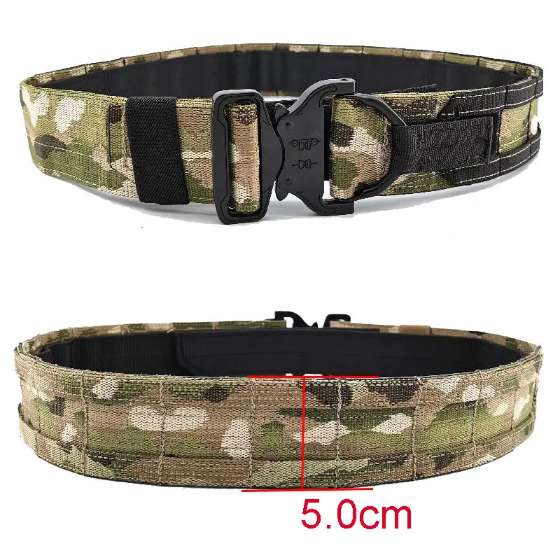 Tactical Belt Airsoft Multicam Molle Battle Belt Combat Quick Release Buckle Hunting CS Wargame 2 Inch Double Belt Gear