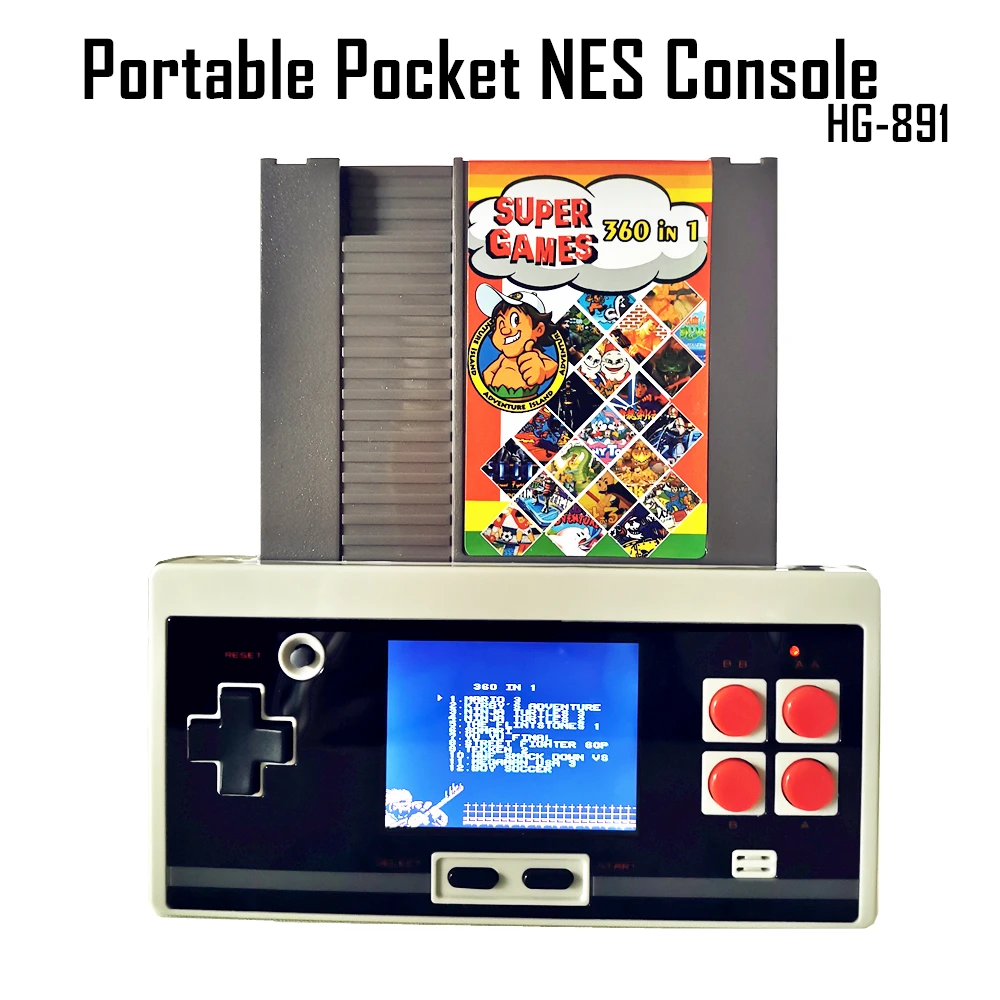 Newest HAMY Portable Pocket NES Retro Classic Shape Handheld Game Player Cartridge Slot for Original 72Pin Card 2.8inch Grey