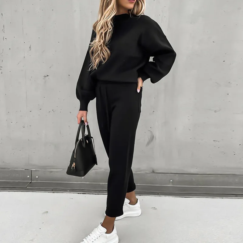 Hoodies Suit Winter Spring Solid Casual Tracksuit Women Fleece 2 Pieces Set Sports Sweatshirts Pullover Home Sweatpants Outfits