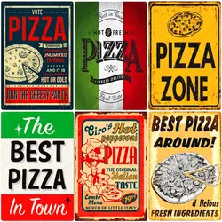 Pizza Zone Plaque Great Food Vintage Metal Sign Pub Bar Home Decoration Best Homemade Poster Italian Pizza Wall Art Plate N374
