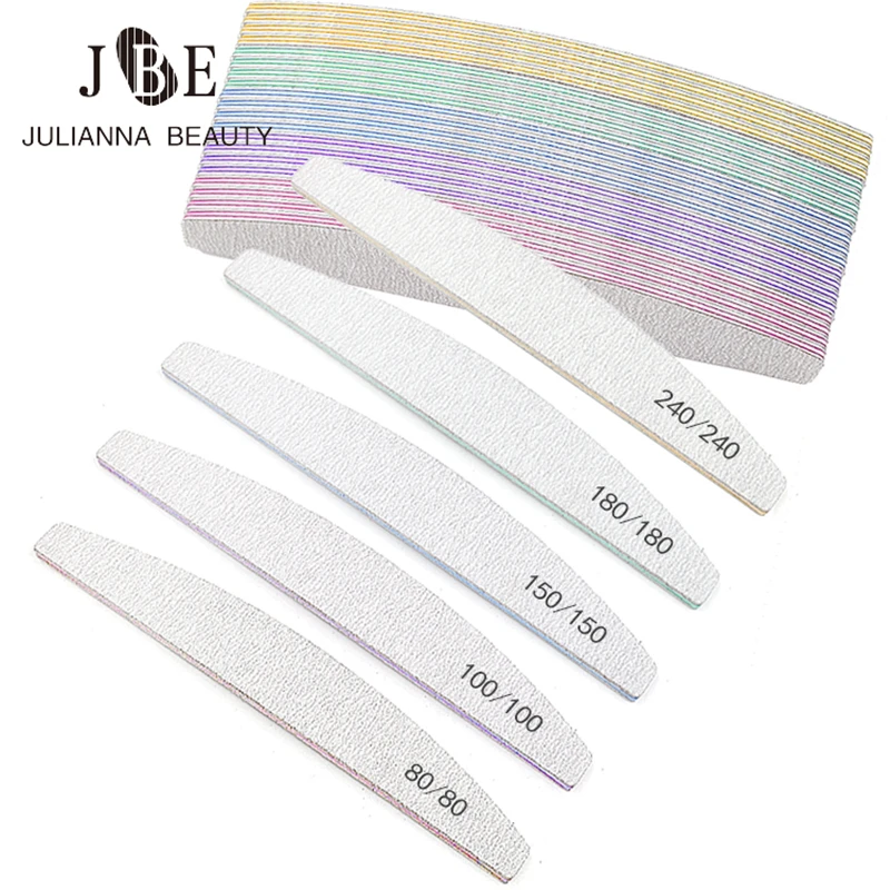 

25/50Pcs Grey Professional Sandpaper Nail File 80/100/180/240 Double Sided Washable Files Manicure Nail Art Files Nails