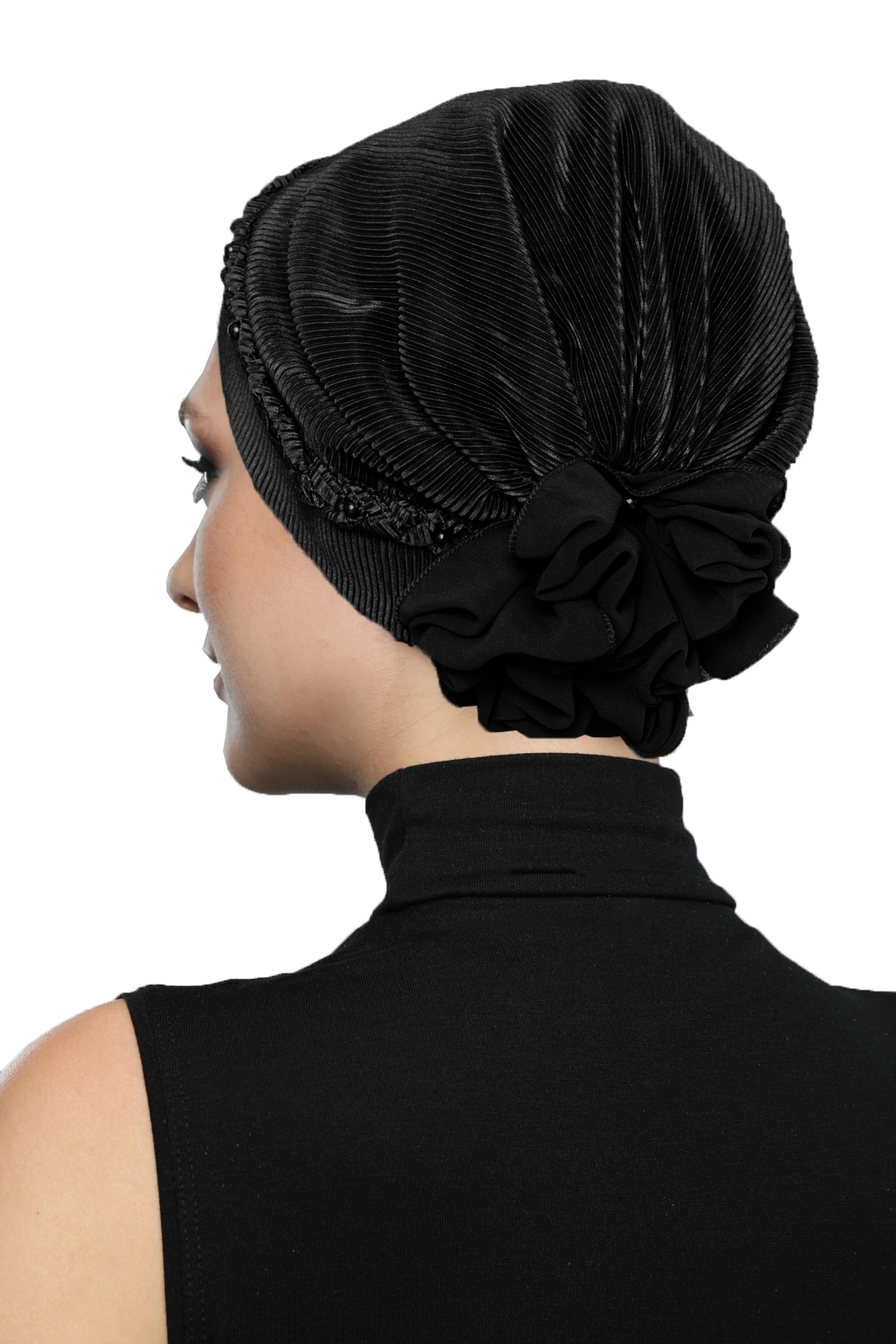 2024 New Fashion Pleat Twisted Ready Turban Hijab Bonnet Scarf Cancer Cap Special Women Product Beret Bandana Muslim Bead