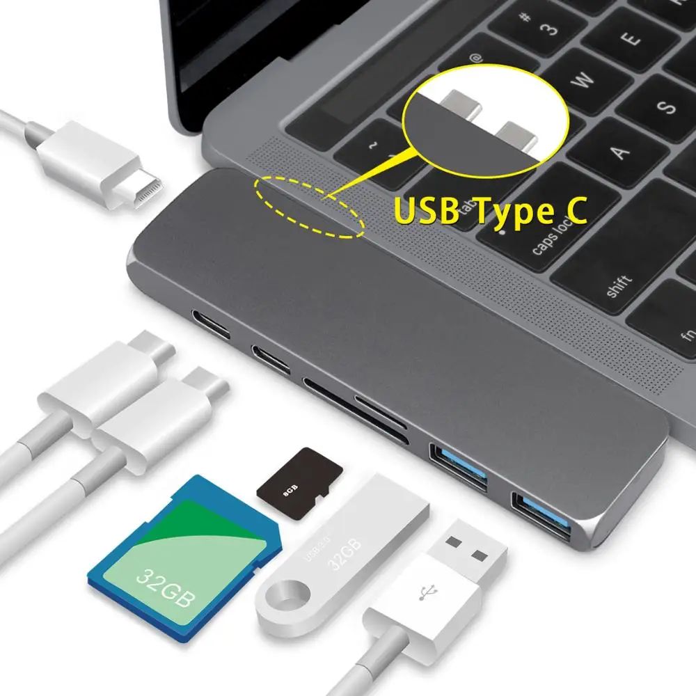 USB Type C Hub  with HDMI- compatible/VGA /Micro SD Card Readers USB 3.0 Port For New Macbook Pro Air 13 15 16 2020 A2289 A2179