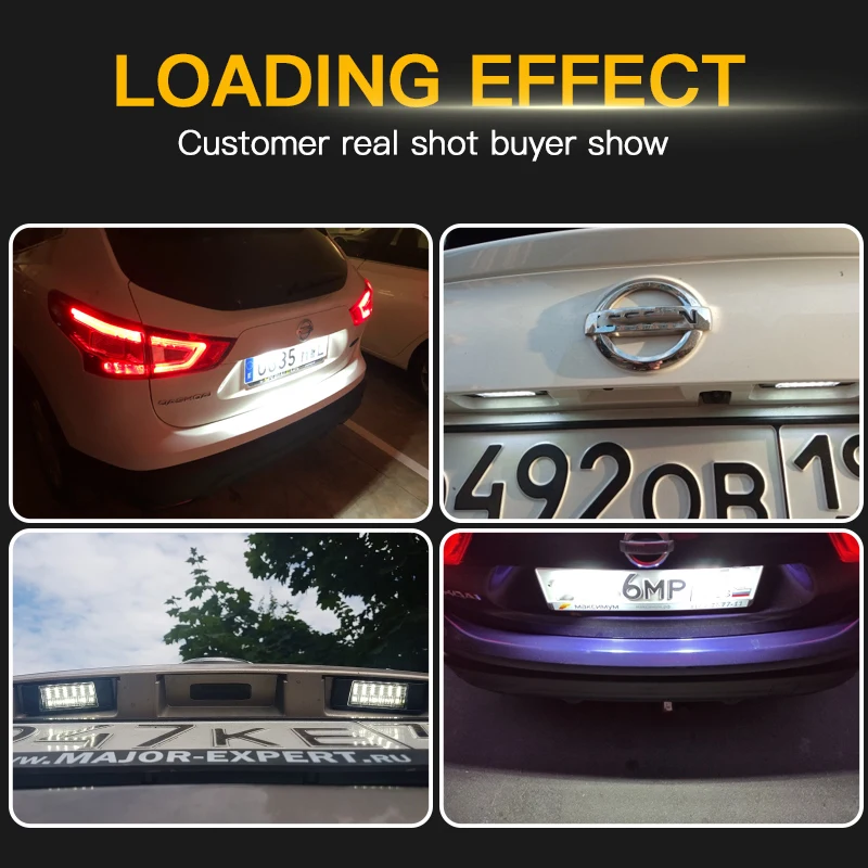 2Pcs Error Free White LED License Plate light For Nissan X-Trail T30 T31 Qashqai J10 J11 Primera P12 Pathfinder R51 Juke F15