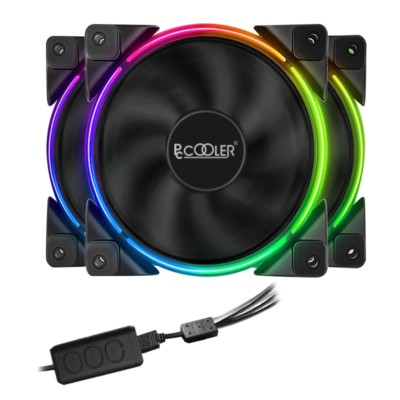 

Pccooler 3in1 KIT Computer Case Cooling Fan 120mm PWM 5V Addressable RGB LED HALO CPU Radiator Fan For Asus Gigabyte and MSI