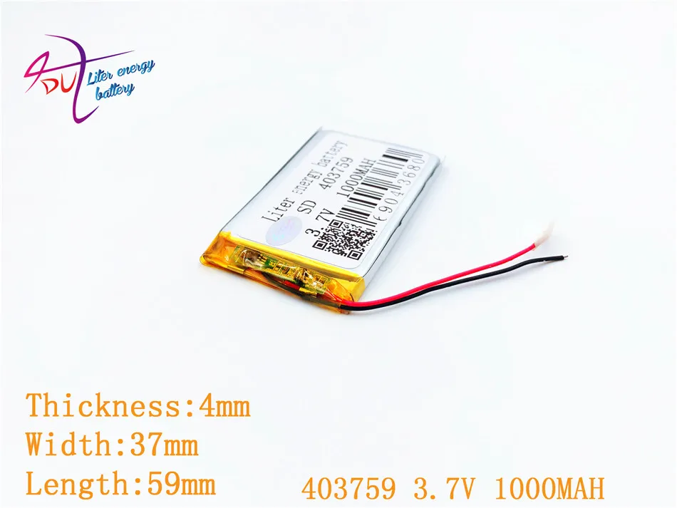 3.7 فولت 1000 مللي أمبير 403759 404060 403560   بطارية ليثيوم بوليمر ليثيوم بو ليثيوم أيون قابلة لإعادة الشحن لـ Mp3 MP4 MP5 GPS المحمول بلوتوث