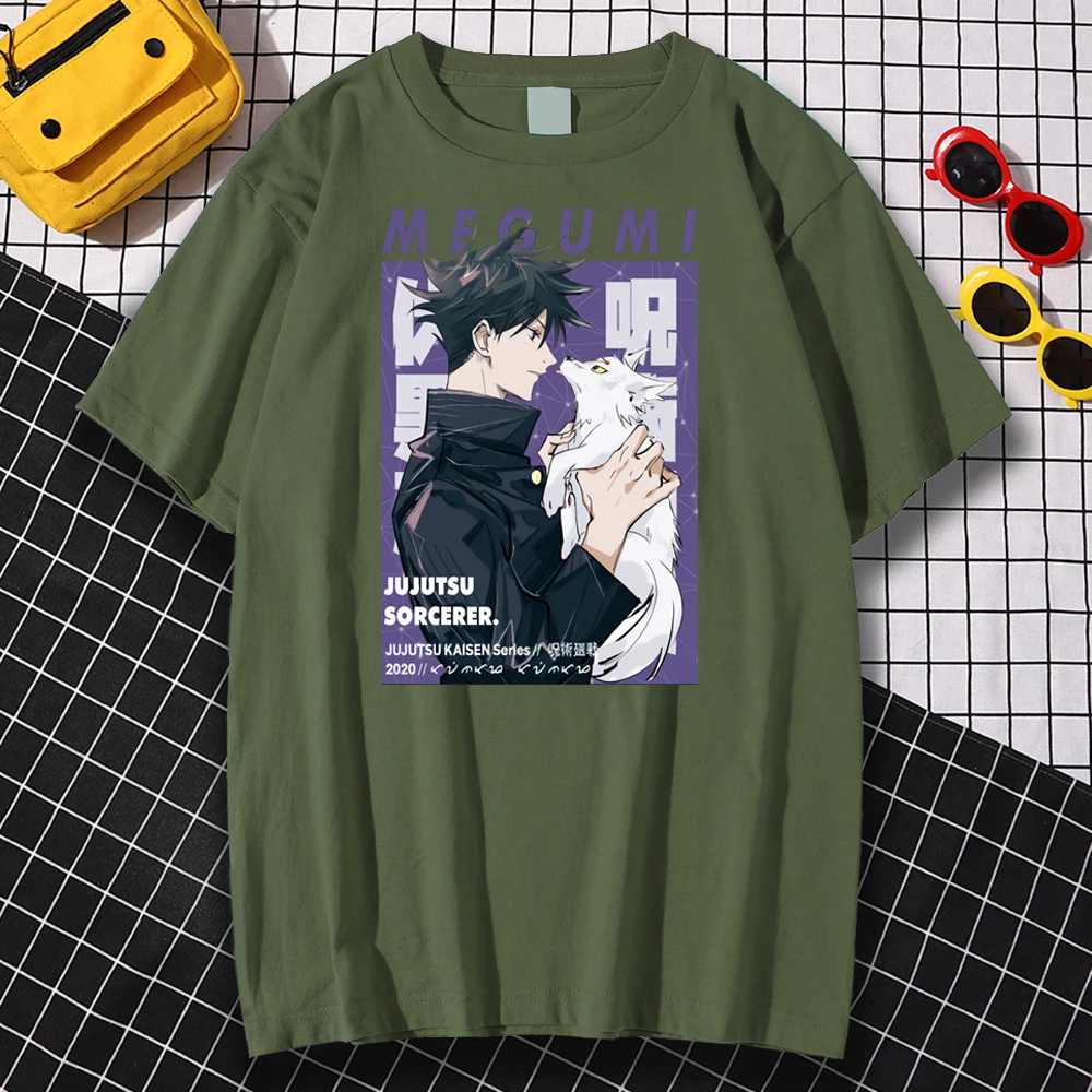 Megumi Fushiguro Oversized T-shirt Man Jujutsu Kaisen Casual O Neck Short Sleeve Top New Fashion Soft Harajuku Woman T shirts