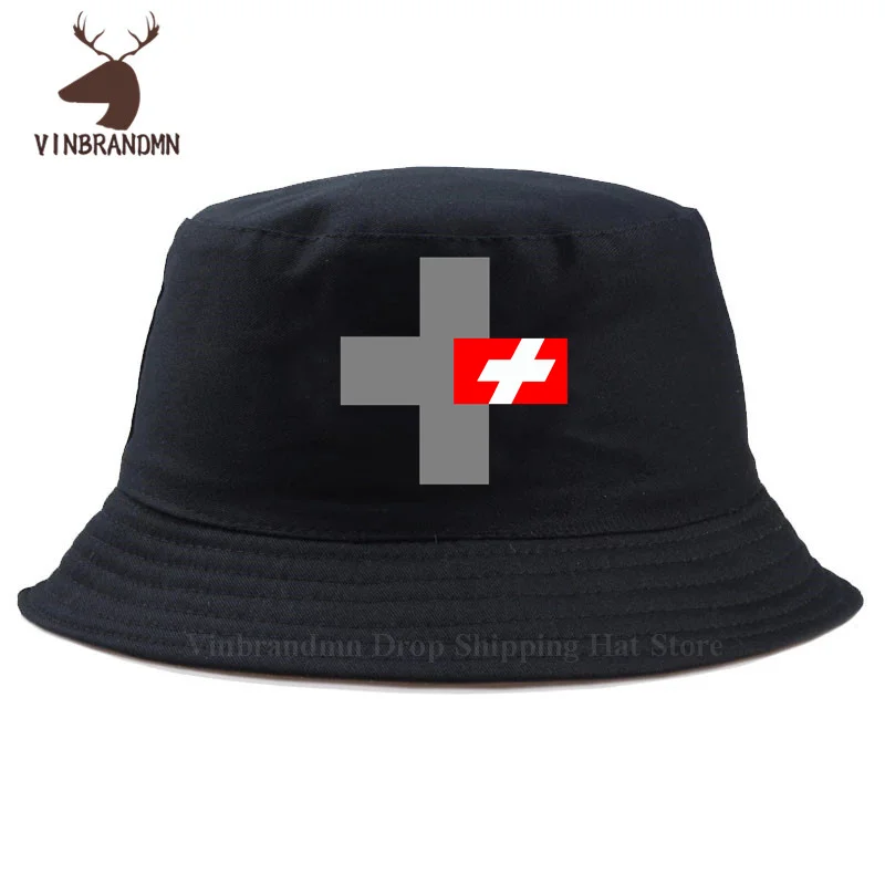 Army Swiss Confederation Switzerland CHE CH Confoederatio Helvetica Bucket hat casual 100% cotton cool Baseball cap Fishing hat