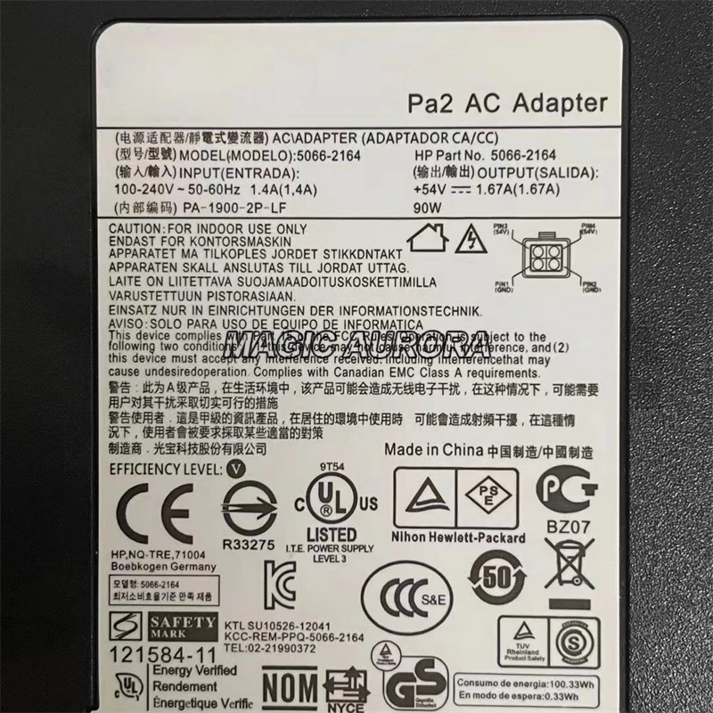 5066-2164 Pa2 AC Adapter 54V 1.67A PA-1900-2P-LF For HP OFFICE CONNECT 1920S 1820 2530 8G POE J9982A J9774 J9870A J9774 2930F