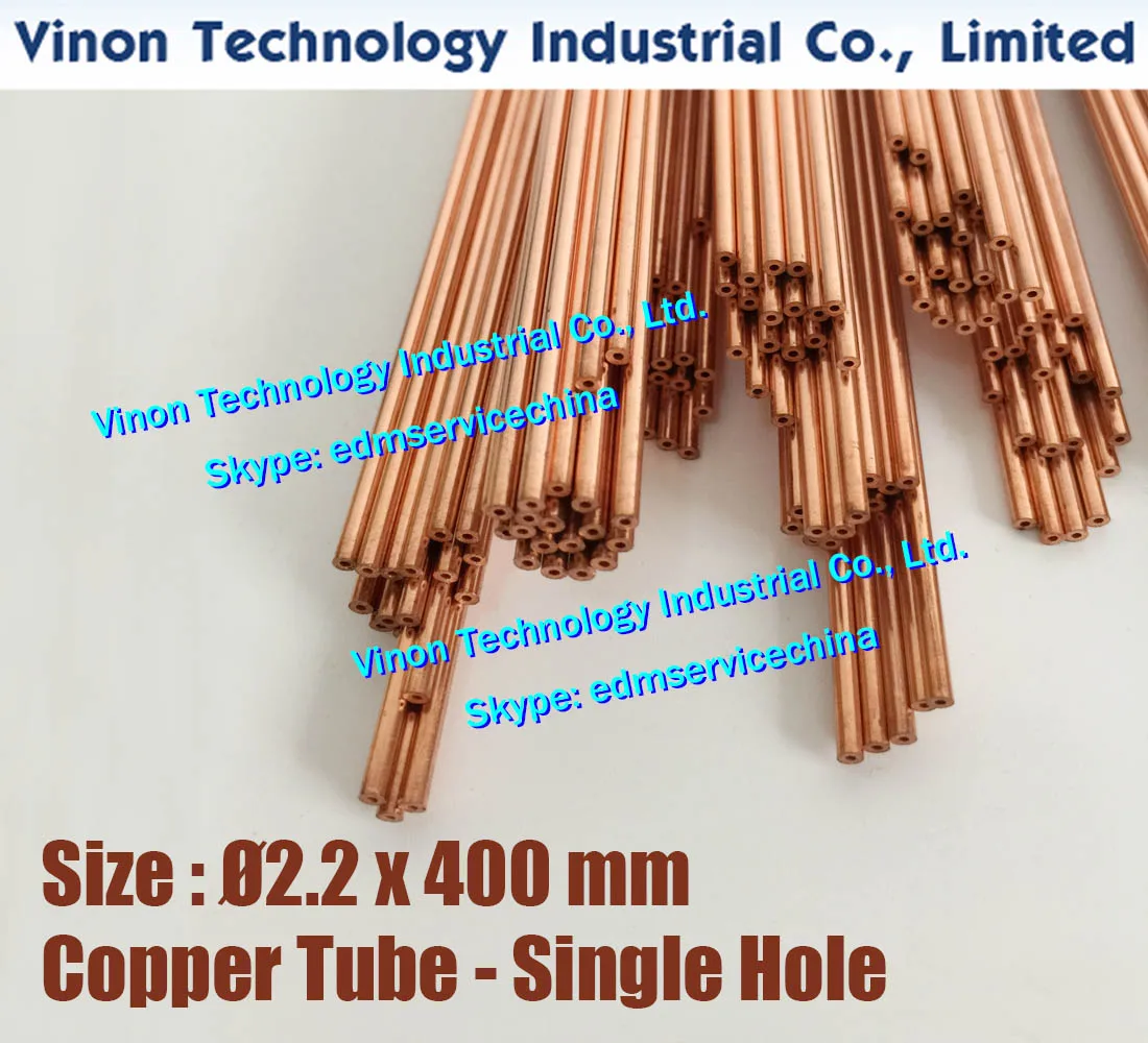 (40PCS/LOT) 2.2x400MM EDM Copper Tube Single Hole, Copper EDM Tubing Electrode Tube Single Channel, Diameter 2.2mm, 400mm Long