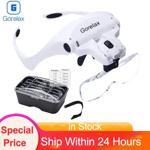 LED Magnifier Glasses with 5 Lenses gorelax