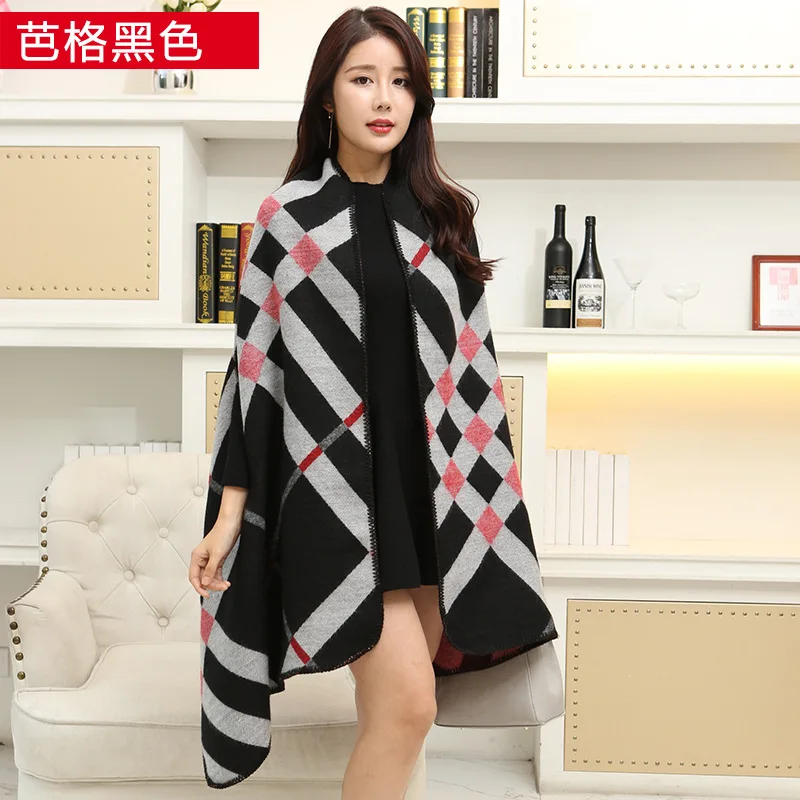 2023 Shawl Women Autumn And Winter Winter Long Imitation Cashmere Wild Cloak Air Conditioning Thick Warm Cloak Coat