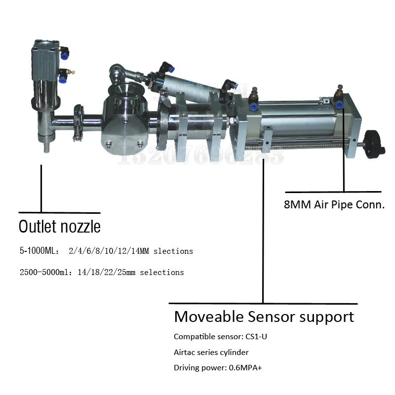 Paste stuff filling machine main parts piston rotary valve air cylinder filling head vavle without base SS304 5-5000ML all size