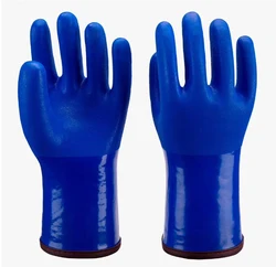 Sıcak yalıtımlı kaşmir kimyasal geçirmez açık yağa dayanıklı kayak Anti soğuk termal PVC emniyetli iş eldiveni kış balıkçılık için