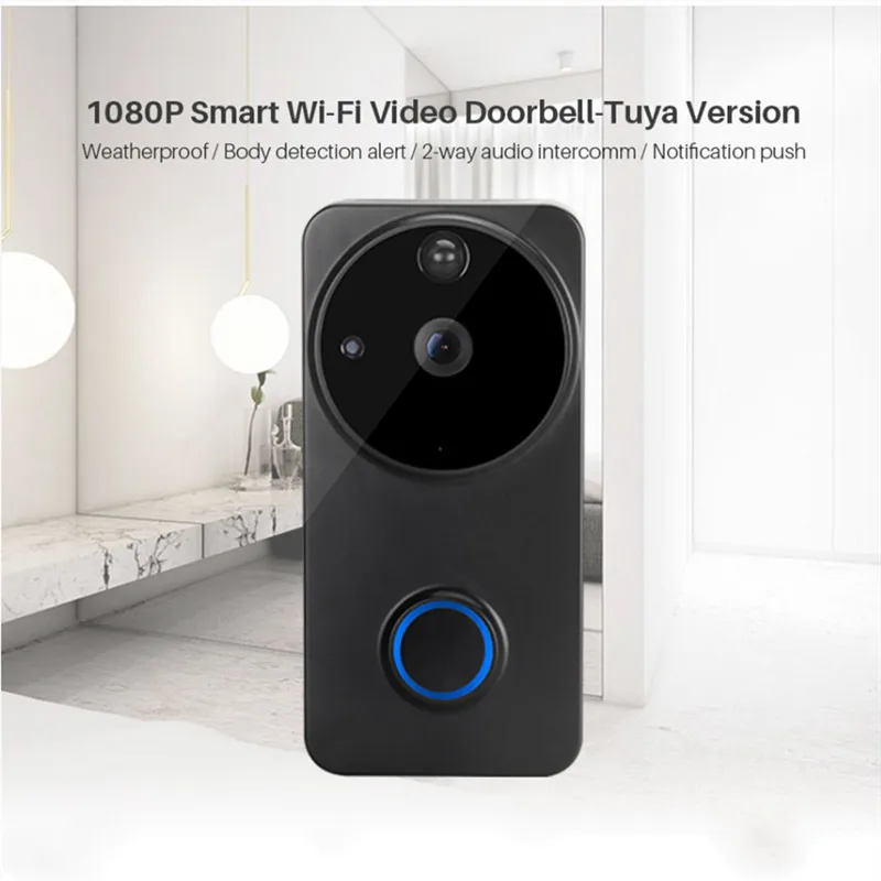 1080P WiFi Video Doorbell Tuya Security Doorbell Camera with PIR Motion Detect Intercom Doorbell APP support Alexa Google Home