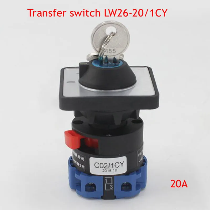 LW26-20/1CY Single Hole With Lock Key Universal Transfer Switch 220V Motor Line Power Cut Off