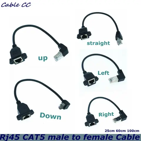High Quality 90 Degree 8P8C FTP STP UTP Cat5 RJ45 Male to Female With Screw LAN Ethernet Computer Network Extension Cable