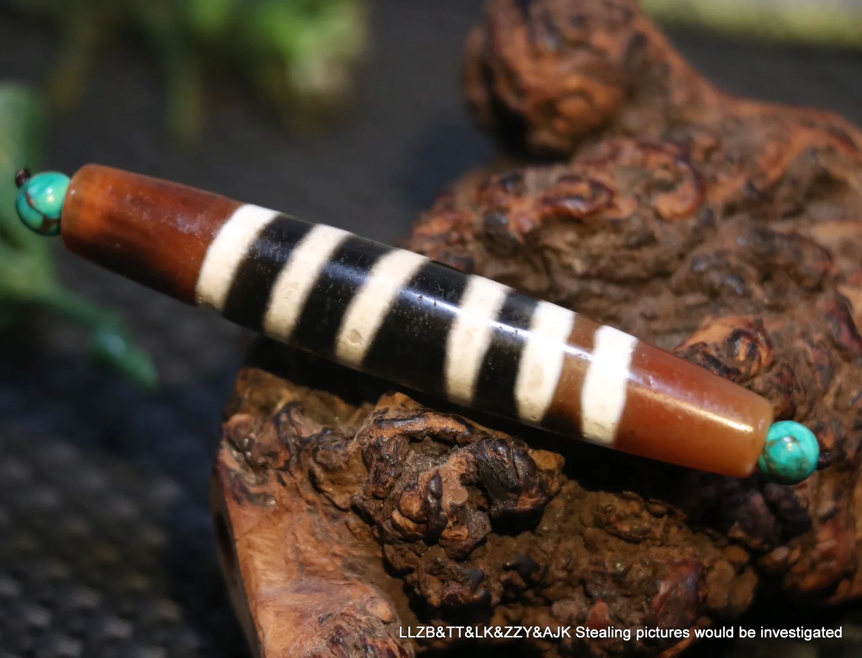 Magic Tibetan old Agate 6 Stripe Healer Medicine dZi Bead Pendant Amulet UPD0927 Timestown UPD210919A1