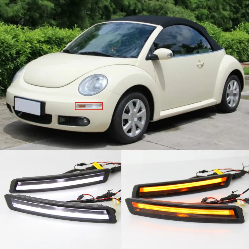 For Vw Volkswagen Beetle 2007 2008 2009 2010 LED Daytime Running Lights Yellow Turning Signal Lights bumper fog lamp cover