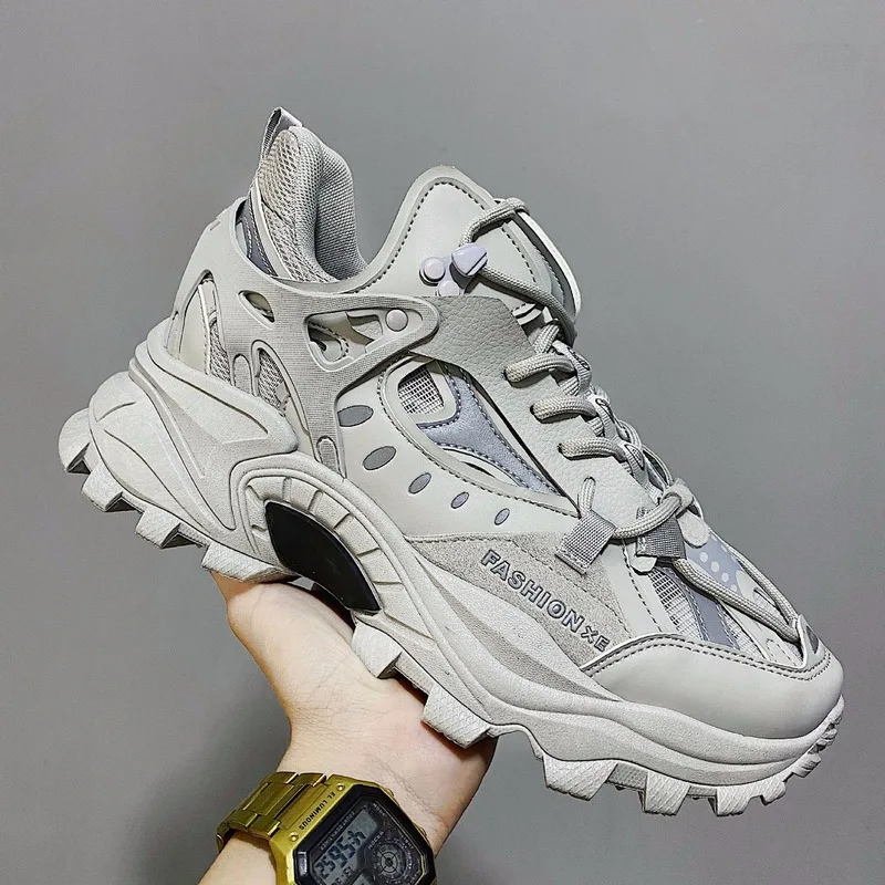 Luxury Vulcanized Men's Sports Shoes Harajuku Shoes Thick Soled Sports Shoes Black Men's Sports Shoes High Fashion New Style