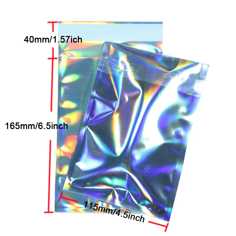 50pcs Laser Self Sealing Plastic Envelopes Mailing Storage Bags Holographic Gift Jewelry Poly Adhesive Courier Packaging Bags