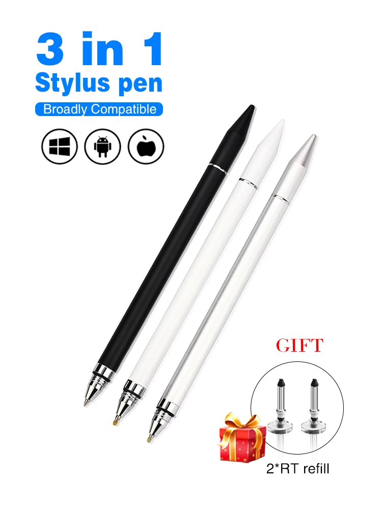 Hot selling 3 in 1 Stylus Pen For Mobile Phone Drawing Tablet Capacitive  Transparent disc touch stylus pen for Ipad Phone