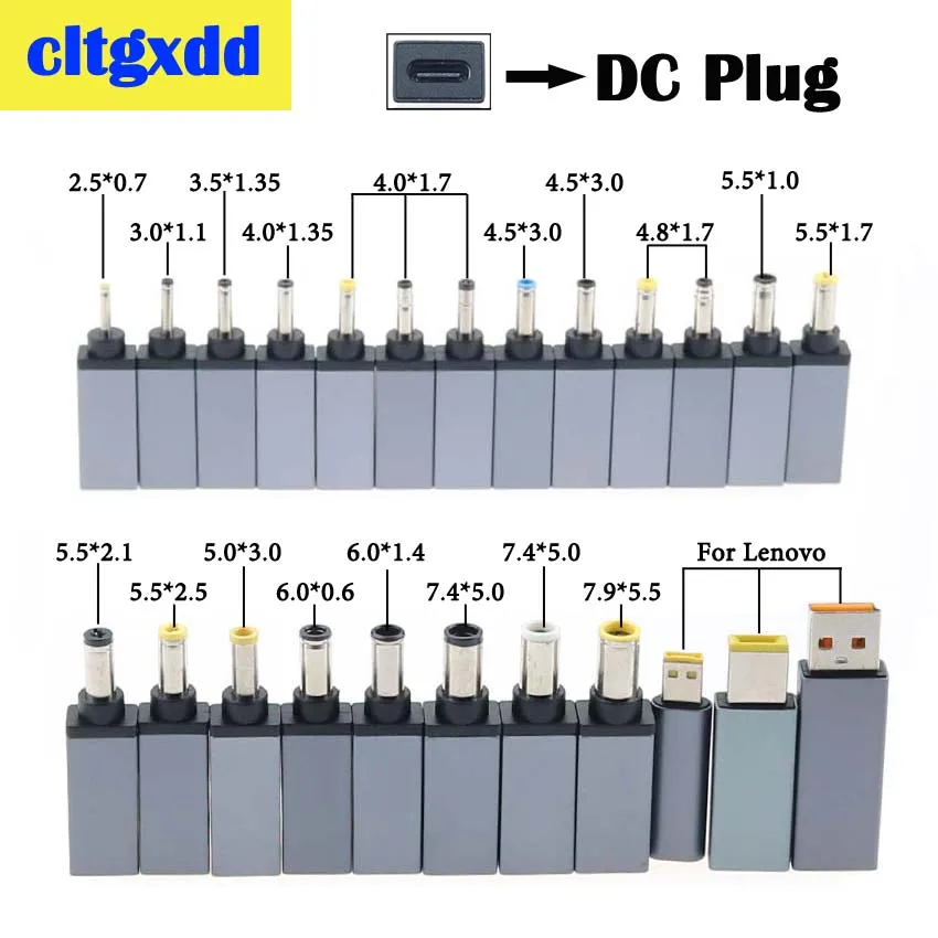 2pcs USB Type C to DC Power Adapter Plug Converter Laptop charging connector For Lenovo Asus HP Notebook Samsung Notebook