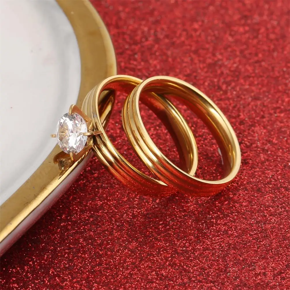 Stainless Steel Rings For Women Circle Fashion Jewelry Wedding Ring Set