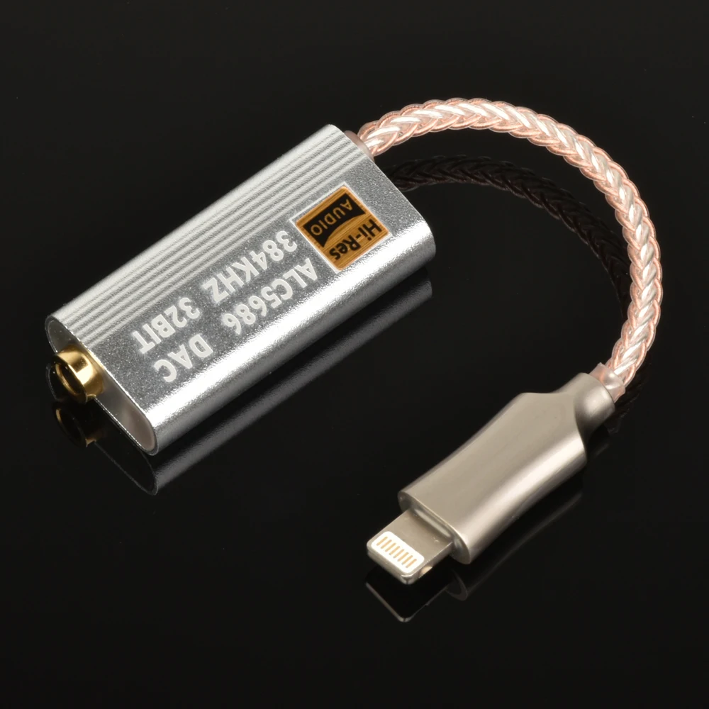 ALC5686 DAC Lightning to 3.5mm decoding HIFI Amplifier adapter earphone cable device Sound amplifie 32bits/384KHz For apple ios