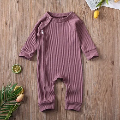 Cathery Newborn Baby Boys Girls Long Sleeve Rompers Knit Solid Jumpsuits Pajamas Footless Sleeper Coveralls Toddler Clothes Sets