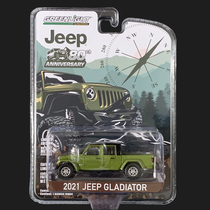 

1/64 GreenLight 2021 Jeep Gladiator 80-летия Коллекция моделей автомобилей из литого под давлением сплава