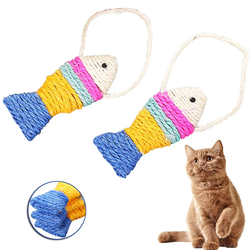 

Sisal Cat Chew Toys for Kitten Colourful Cat Accessories Cute Fish Shaped Cat Interactive Toy Pet Training Supplies Dropshipping