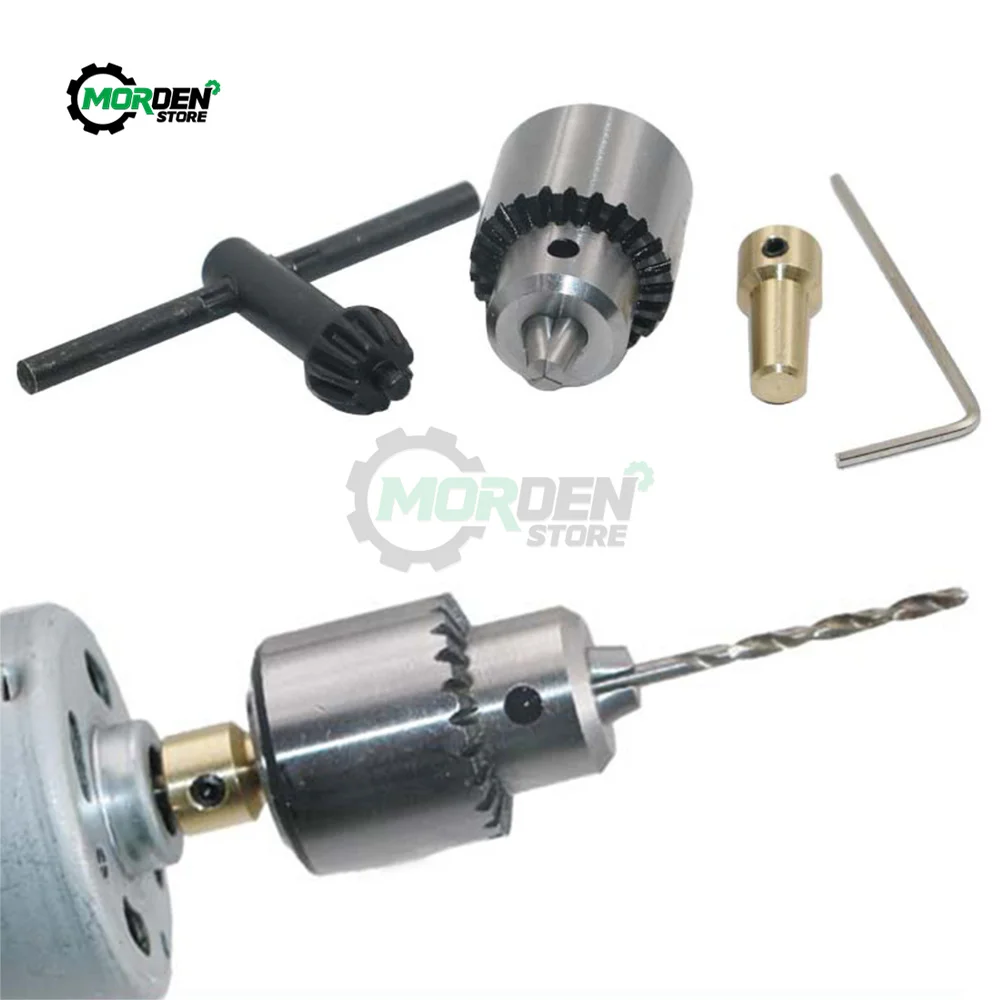 Micro Motor Drill Chuck Clamping Range 0.3-4mm Taper Mounted Drill Chuck With Chuck Key 3.17mm Brass Electric Motor Shaft Tools