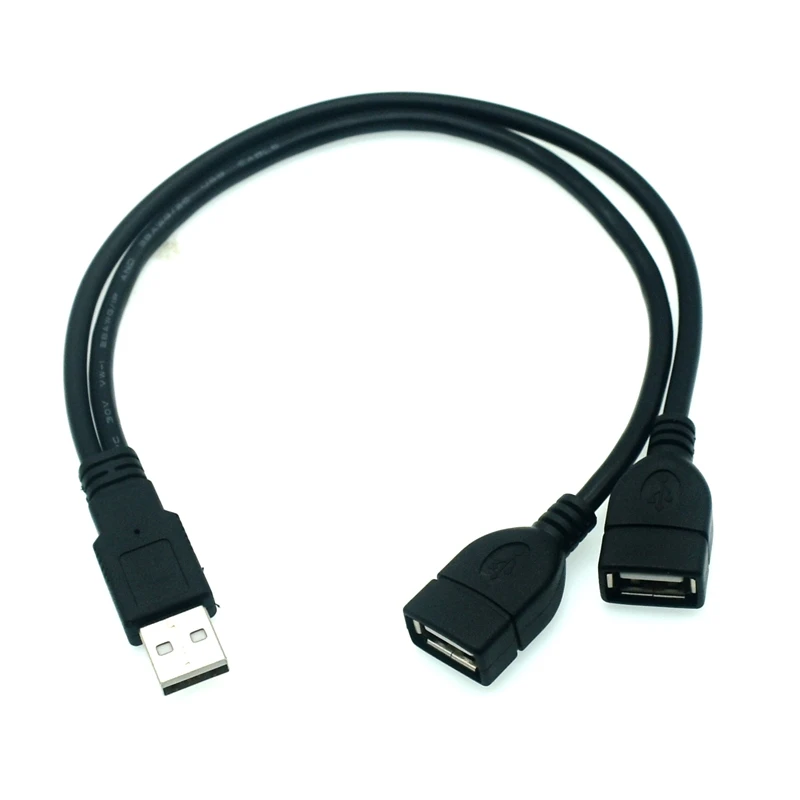 USB 2.0 A 1 male to 2 Dual USB Female Data Hub Power Adapter Y Splitter USB Charging Power Cable Cord Extension Cable 30CM