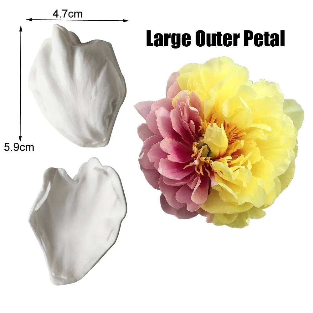 New Peony Silicone Mold Flower Fondant Veiner Gumpaste Mold Sugarcraft Resin Clay Cake Decorating Tool M2835