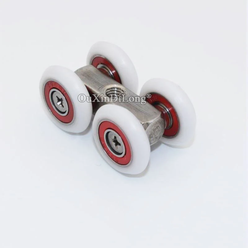 Free Shipping 8PCS Sliding Door Rollers Hanging Pulleys Shower Cabin 4 Wheels Runners