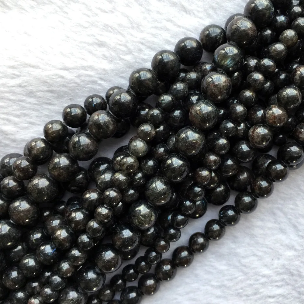 3pcs Natural Genuine Black Astrophyllite Round Loose Gemstone Stone Beads 6mm 8mm 10mm 12mm 15"