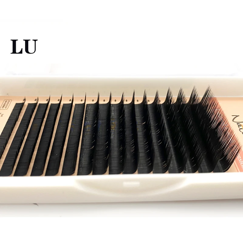 NATUHANA L/L+/LC/LD/LU(M) Curl False Eyelash Extension 8-15Mix Matt Black PBT Mink Eyelashes for Grafting L Shaped Lashes Makeup