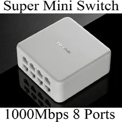 Süper Mini plastik dolap 8 Port 1000Mbps Gigabit Ethernet anahtarı 100/1000 Mbps Ethernet ağ anahtarları, hub LAN, çift yönlü