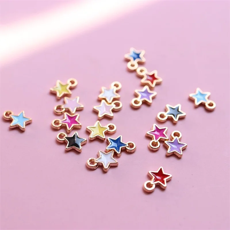 20/40pcs/bag 6x8mm Resin Color Five-point Star Craft Charms DIY Necklace Earring Bracelet Charms  Jewelry Findings Accessories